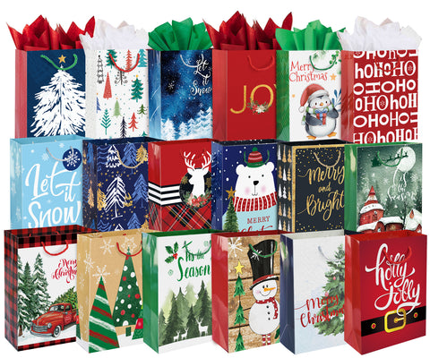 Christmas Gift Bags, Set of 18 bags, Assorted Sizes India | Ubuy