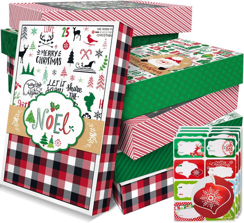 12 Christmas Gift Wrap Boxes Bulk with Lids for Wrapping Extra Large C –  Party Funny