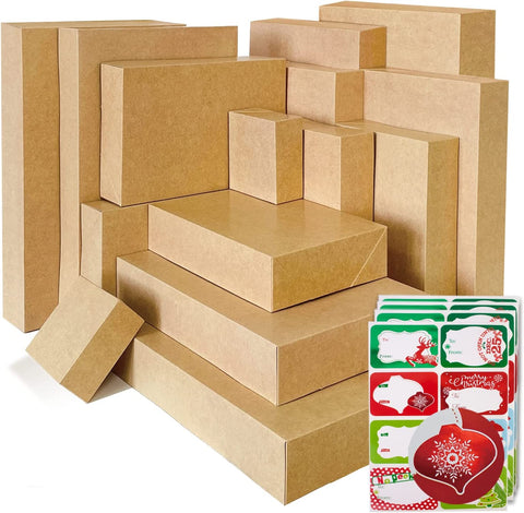 12 Kraft Gift Wrap Boxes with Lids for wrapping Large Clothes and 80 C –  Party Funny