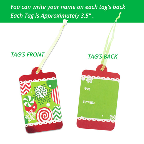 Christmas Gift Tags tie on with string 60 Count (15 Assorted