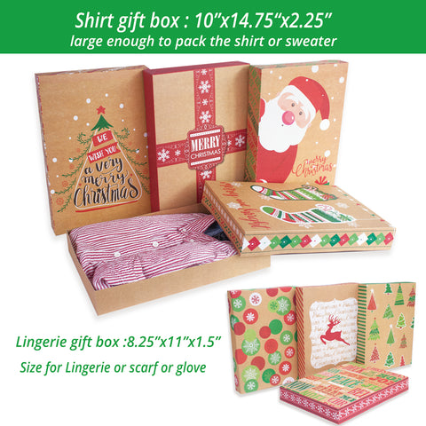 12 Kraft Christmas Gift Boxes with Lids for Clothes and 80-Count