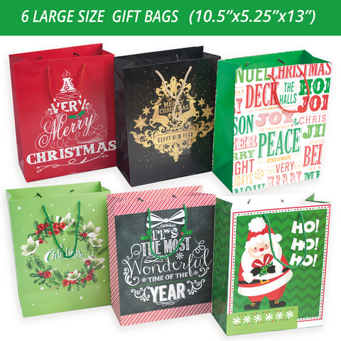 24 Kraft Christmas Gift Bags Assorted sizes with 60-Count Christmas Gi –  Party Funny